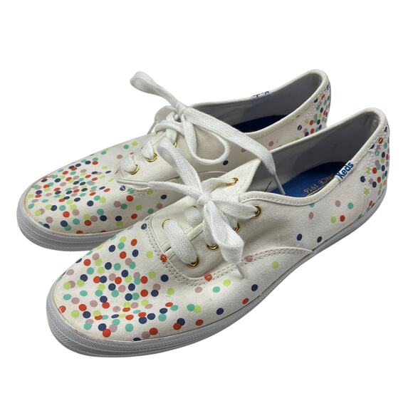 Keds Shoes - Keds White Confetti Dot Sneakers Low Top Lace Up Canvas Womens 8